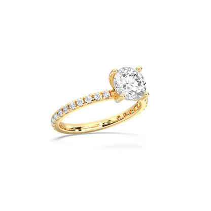 ROUND HIDDEN HALO WITH SIDE STONE PAVE BAND RING
