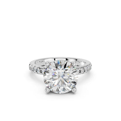 ROUND HIDDEN HALO WITH SIDE STONE PAVE BAND RING