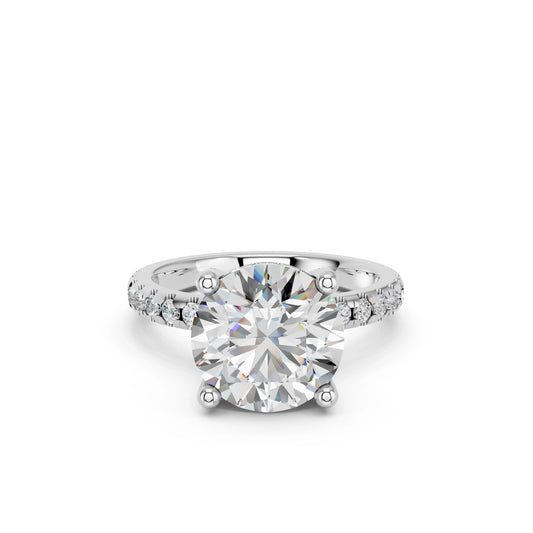 ROUND HIDDEN HALO WITH SIDE STONE PAVE BAND RING