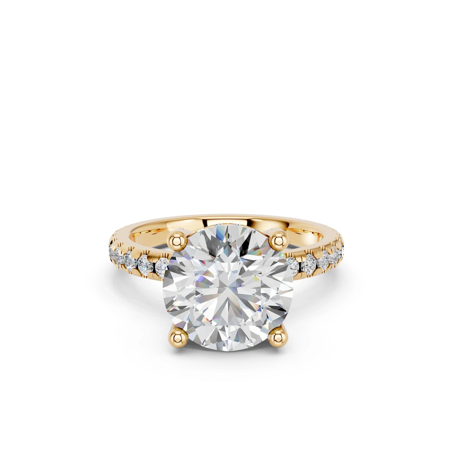 ROUND HIDDEN HALO WITH SIDE STONE PAVE BAND RING