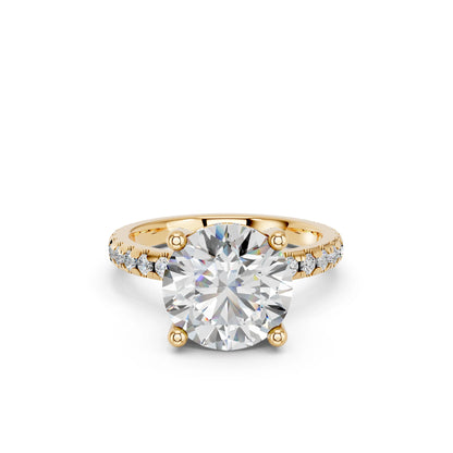 ROUND HIDDEN HALO WITH SIDE STONE PAVE BAND RING