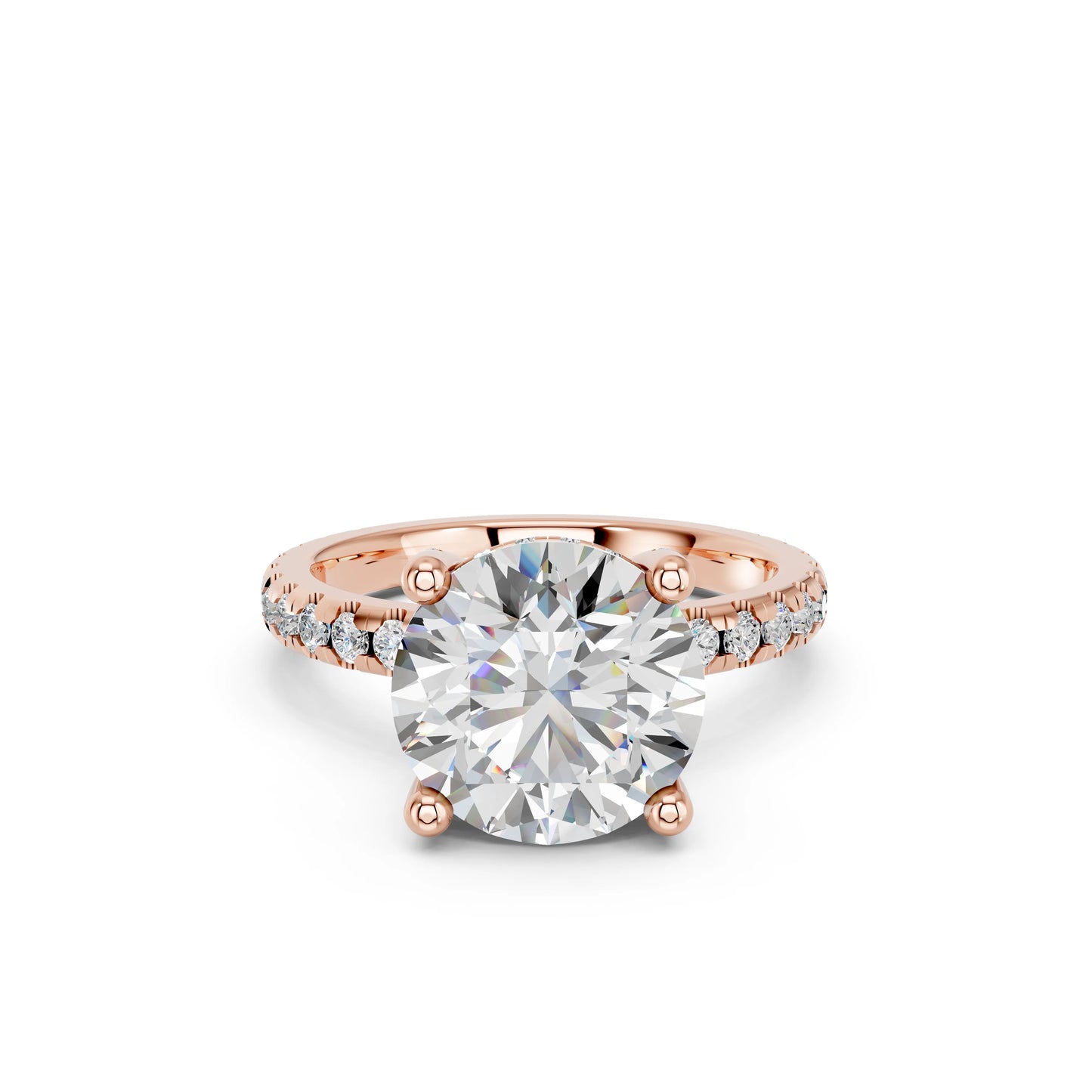 ROUND HIDDEN HALO WITH SIDE STONE PAVE BAND RING