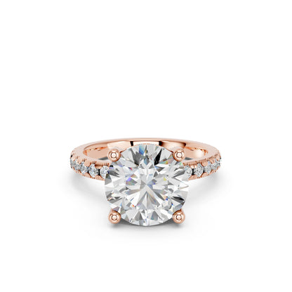 ROUND HIDDEN HALO WITH SIDE STONE PAVE BAND RING