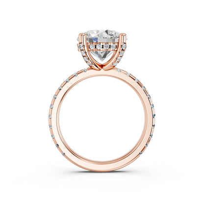 ROUND HIDDEN HALO WITH SIDE STONE PAVE BAND RING