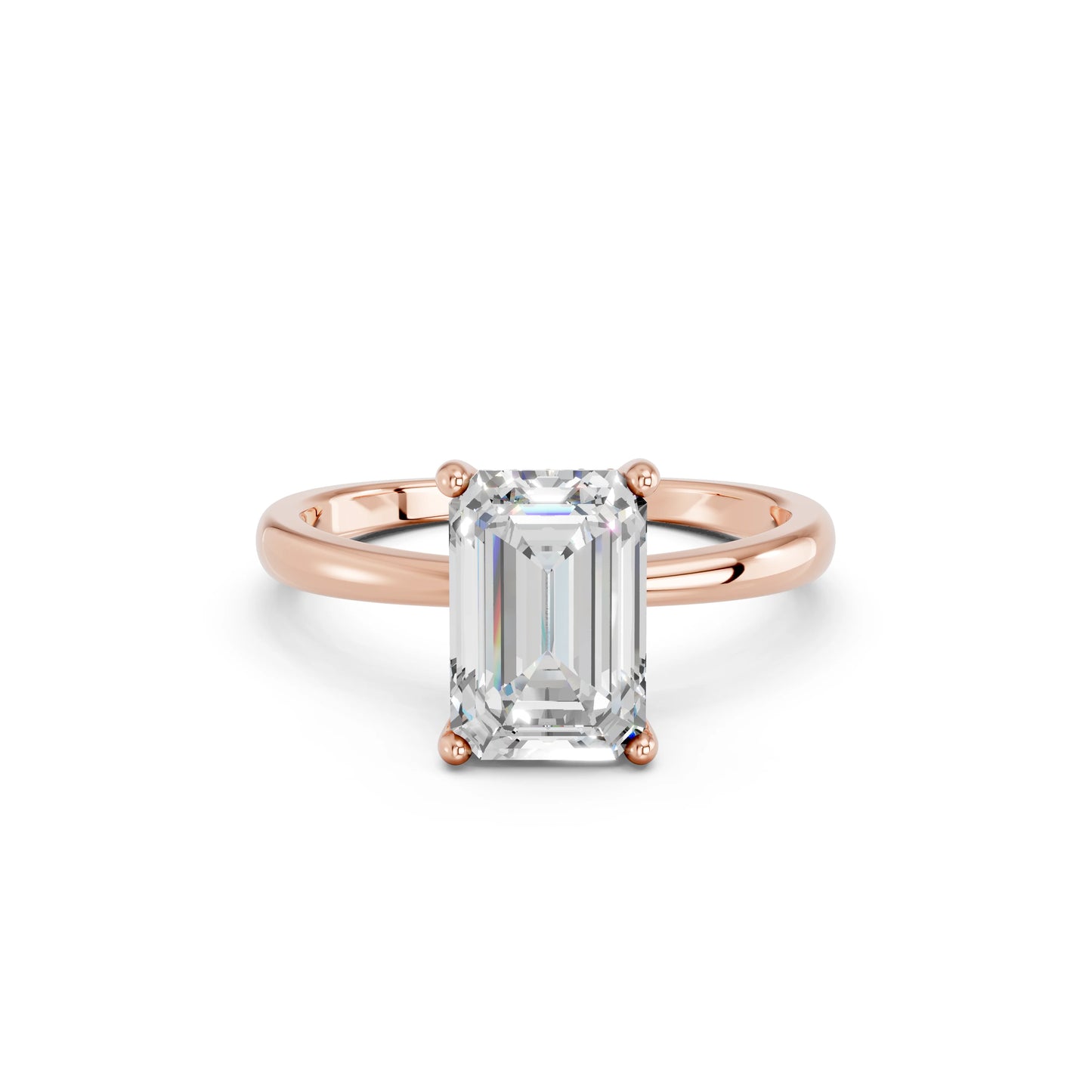 EMERALD CLASSIC CATHEDRAL HIDDEN HALO RING