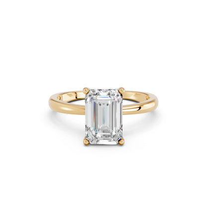 EMERALD CLASSIC CATHEDRAL HIDDEN HALO RING