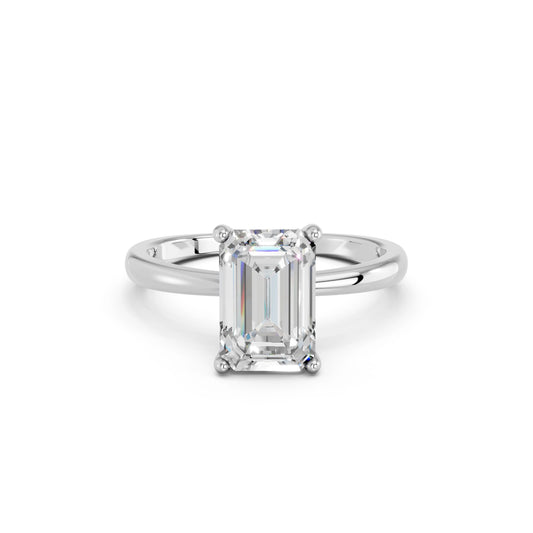 EMERALD CLASSIC CATHEDRAL HIDDEN HALO RING