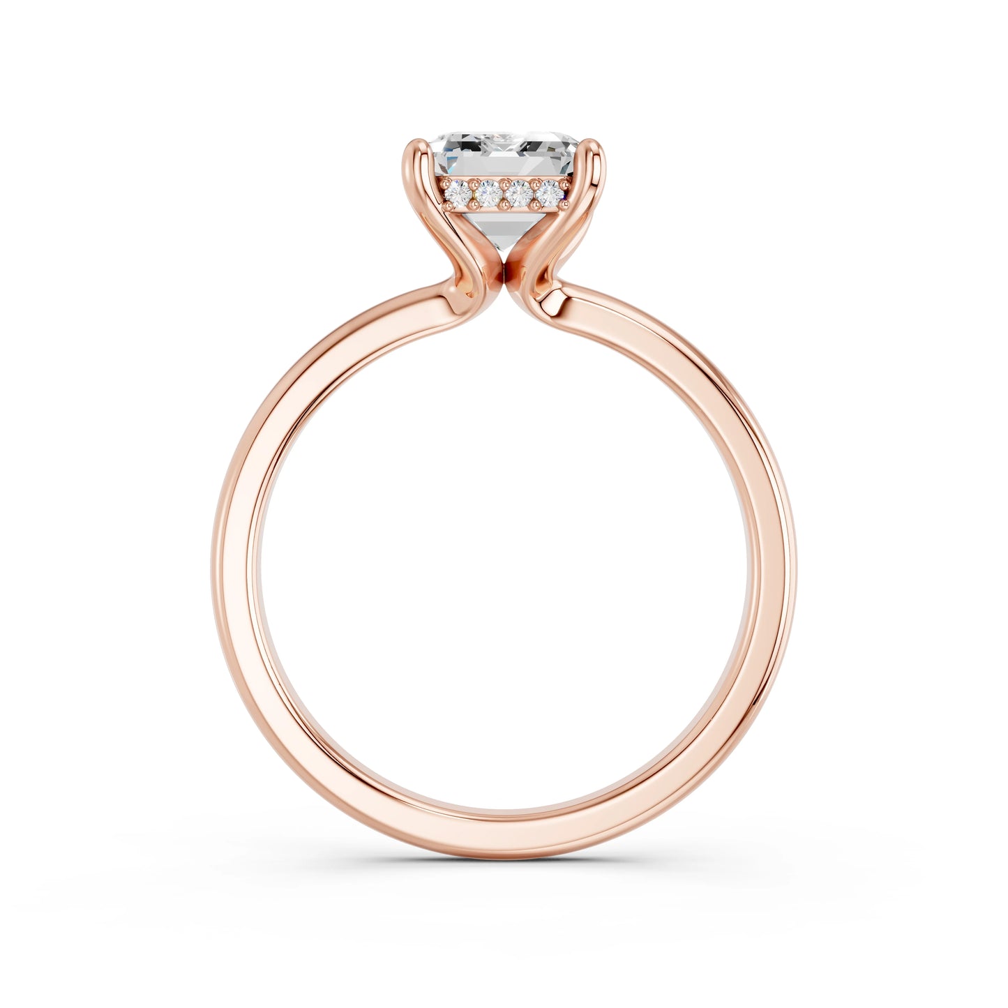 EMERALD CLASSIC CATHEDRAL HIDDEN HALO RING