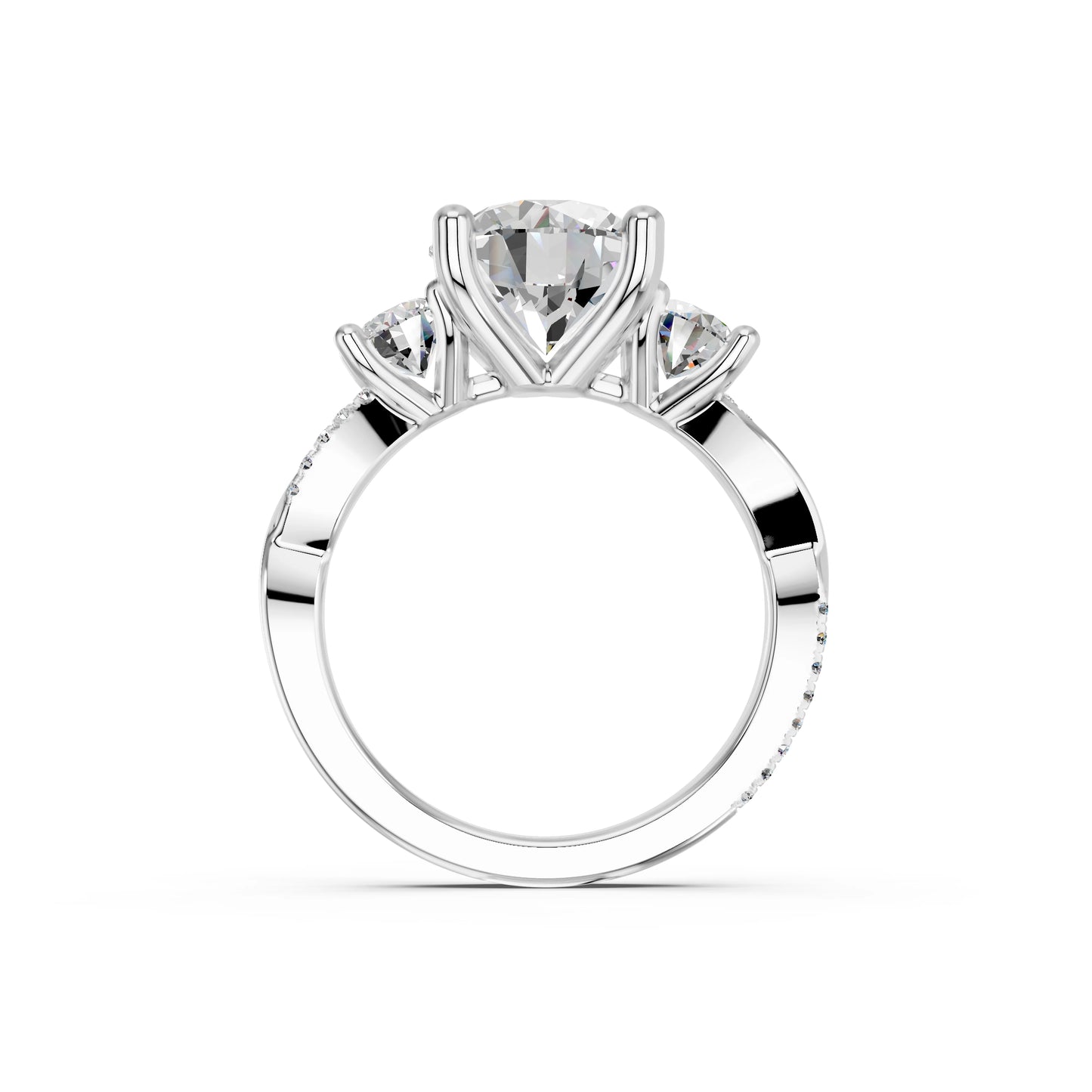 ROUND TRINITY SIDE STONE RING