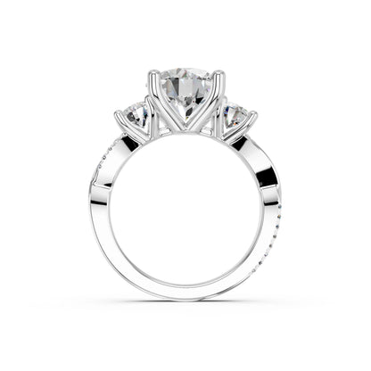 ROUND TRINITY SIDE STONE RING