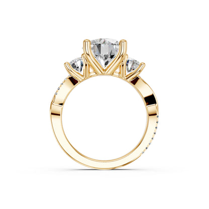 ROUND TRINITY SIDE STONE RING