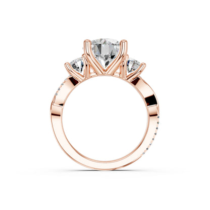 ROUND TRINITY SIDE STONE RING