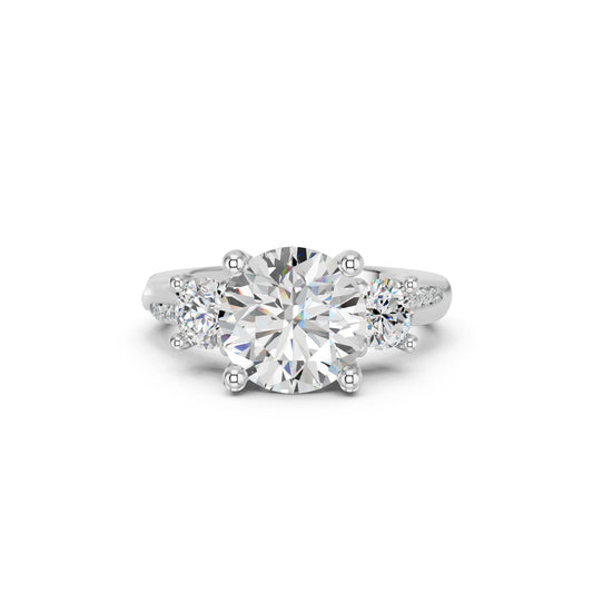 ROUND TRINITY SIDE STONE RING