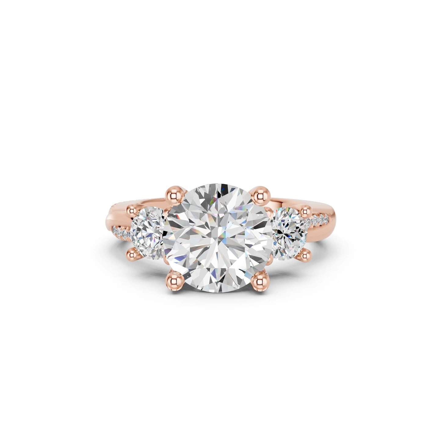 ROUND TRINITY SIDE STONE RING