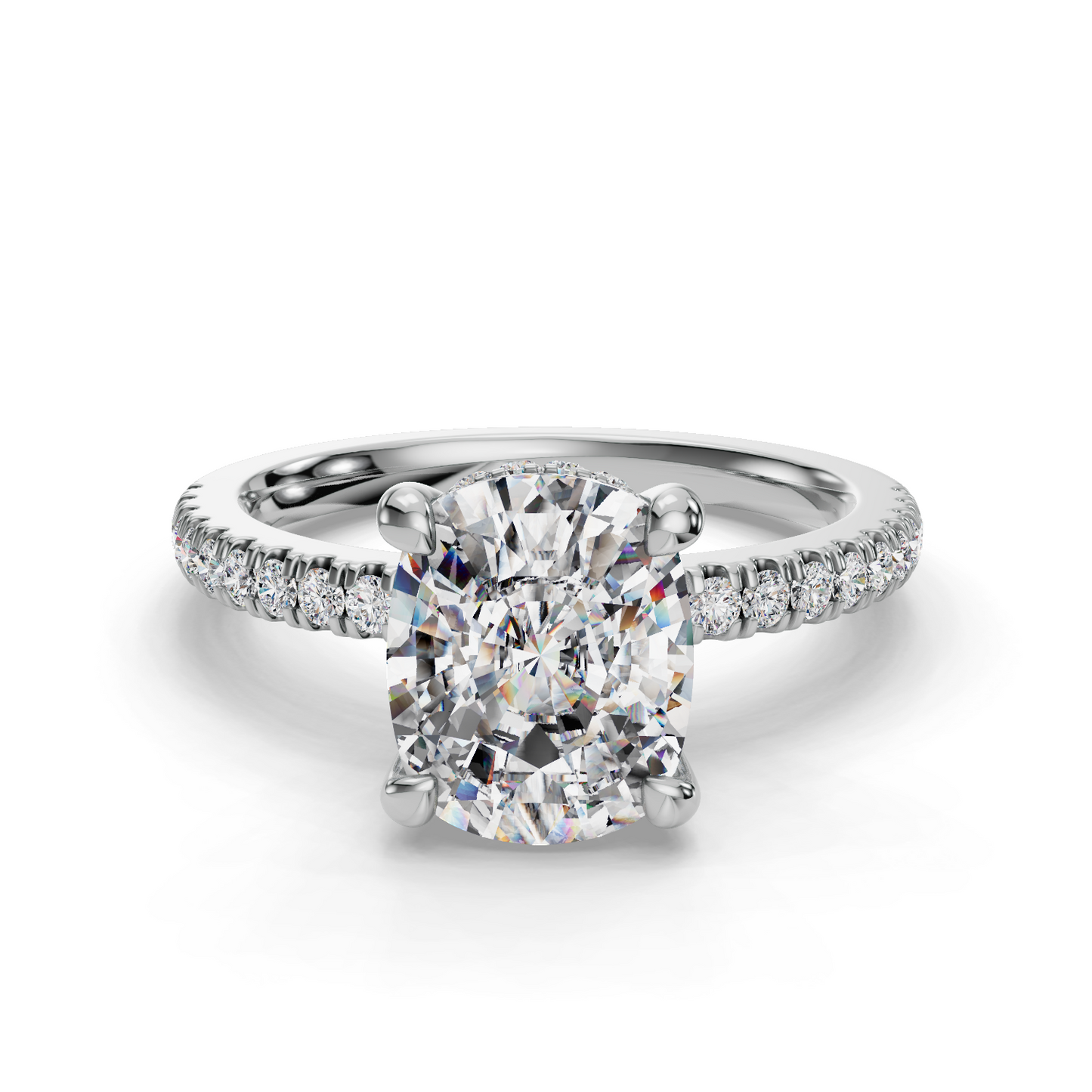 El Cushion Halo Engagement Ring