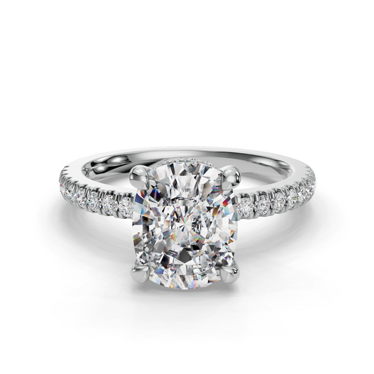 El Cushion Halo Engagement Ring