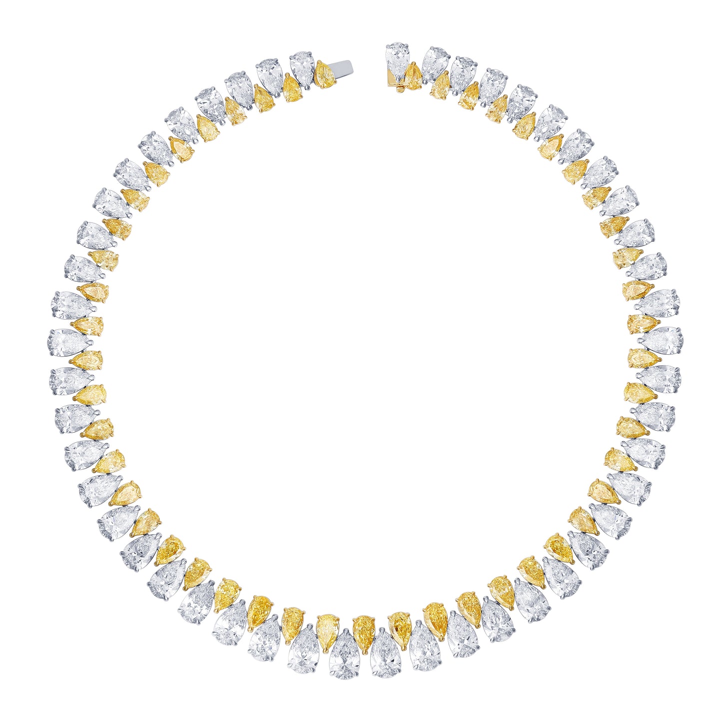 Two-Tone Pear Shape Tennis Necklace