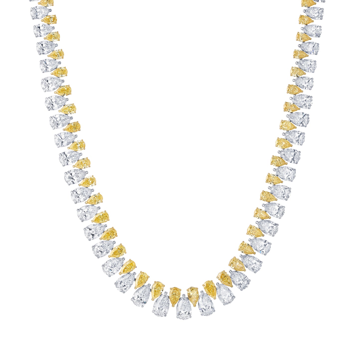 Two-Tone Pear Shape Tennis Necklace