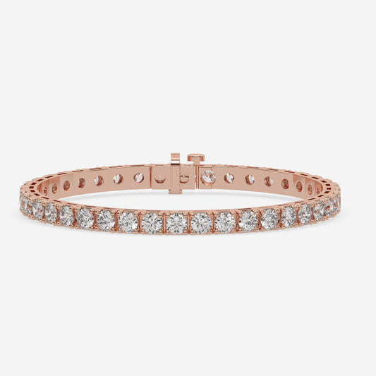 Classic Tennis Bracelet - 10.00 CTTW - Round Diamond - 14K Rose Gold