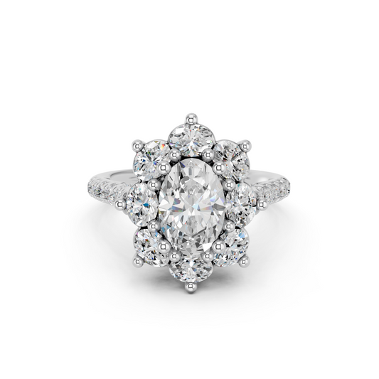 OVAL HALO CLUSTER ENGAGEMENT RING