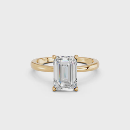 EMERALD CLASSIC CATHEDRAL HIDDEN HALO RING