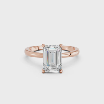 EMERALD CLASSIC CATHEDRAL HIDDEN HALO RING