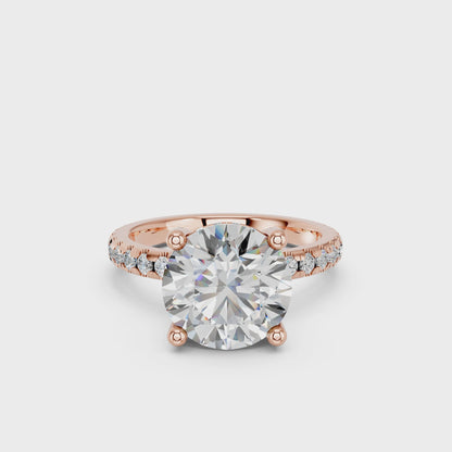 ROUND HIDDEN HALO WITH SIDE STONE PAVE BAND RING