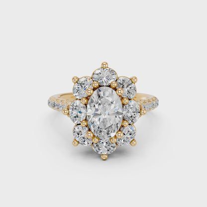 OVAL HALO CLUSTER ENGAGEMENT RING