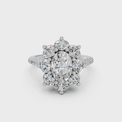 OVAL HALO CLUSTER ENGAGEMENT RING