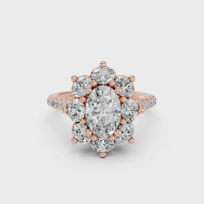 OVAL HALO CLUSTER ENGAGEMENT RING