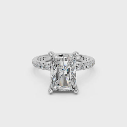 RADIANT HIDDEN HALO WITH SIDE STONE PAVE BAND RING