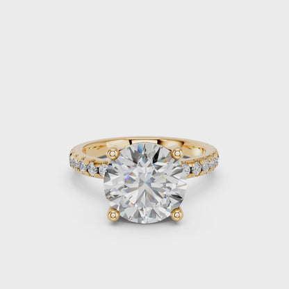 ROUND HIDDEN HALO WITH SIDE STONE PAVE BAND RING